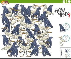 comptage des oiseaux de dessin animé animaux tâche éducative pour les enfants vecteur