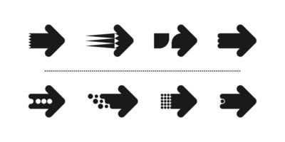 il s'agit d'un ensemble de nouvelles flèches plates élégantes inhabituelles avec une finition triangulaire arrondie vecteur