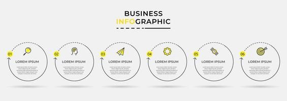 modèle d & # 39; entreprise de conception infographique vectorielle avec des icônes et 6 six options ou étapes peuvent être utilisées pour les présentations de diagramme de processus vecteur