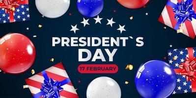 fond de vacances avec des ballons pour l affiche de la fête du président des États-Unis vecteur