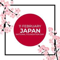 fond de la journée de la fondation de la nation japonaise avec des fleurs de sakara 11 février vecteur