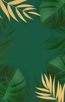 fond tropical de feuille de palmier vert et or réaliste naturel vecteur