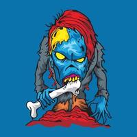 conception de t-shirt zombie mangeant des os vecteur