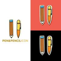 stylo et crayon kawaii icône logo retour à lécole dessin animé mignon dessiné à la main icône de doodle autocollant vecteur