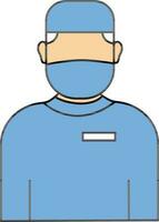 chirurgien médecin porter masque icône dans bleu et pêche couleur. vecteur