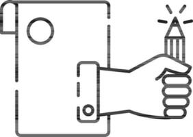 la créativité main avec prototypage icône dans noir contour. vecteur