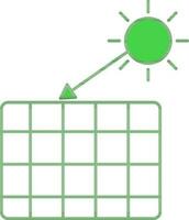 solaire panneau avec Soleil des rayons icône dans vert et blanc couleur. vecteur