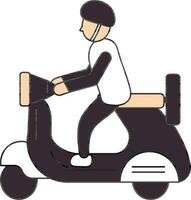 illustration de homme conduite scooter icône dans plat style. vecteur