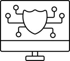 linéaire style Sécurité bouclier dans moniteur icône. vecteur