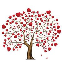 arbre d'amour avec des feuilles de coeur vecteur