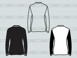 longue manche T-shirt eps, longue manche T-shirt silhouette, longue manche T-shirt contour vecteur