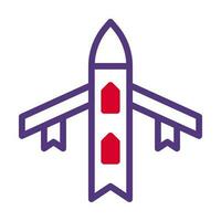 avion icône bichromie rouge violet Couleur militaire symbole parfait. vecteur