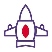 avion icône bichromie rouge violet Couleur militaire symbole parfait. vecteur