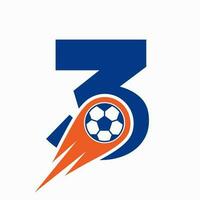 lettre 3 Football logo concept avec en mouvement Football icône. football logo modèle vecteur