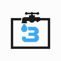 lettre 3 plombier logo conception. plomberie l'eau logo modèle vecteur