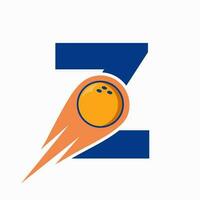 lettre z bowling logo. bowling Balle symbole avec rouge en mouvement Balle icône vecteur