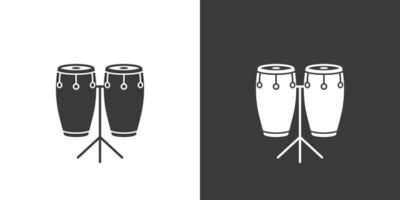 conga tambours plat la toile icône. congas logo conception. percussion instrument Facile paire de conga tambour signe silhouette icône inverser couleur. congas solide noir icône vecteur conception. musical instruments concept
