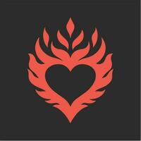rouge flamboyant l'amour symbole logo sur noir Contexte. tribal décalque pochoir tatouage conception. plat vecteur illustration.