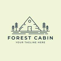 forêt cabine ligne art logo vecteur illustration modèle conception