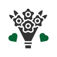 bouquet l'amour icône solide gris vert style Valentin illustration symbole parfait. vecteur