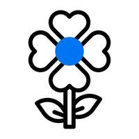 fleur l'amour icône bichromie bleu noir Couleur mère journée symbole illustration. vecteur
