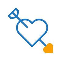 La Flèche l'amour icône bichromie bleu Orange style Valentin illustration symbole parfait. vecteur