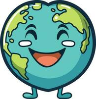 mignonne dessin animé globe souriant vecteur