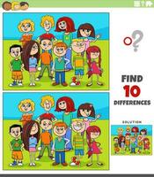 différences Jeu avec dessin animé les enfants ou les adolescents personnages groupe vecteur