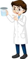un garçon portant un personnage de dessin animé de blouse de laboratoire vecteur