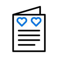l'amour carte icône bicolore bleu style Valentin illustration symbole parfait. vecteur