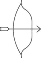 La Flèche avec arc icône dans noir ligne art. vecteur