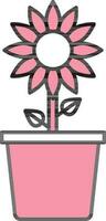 illustration de fleur pot icône dans rose couleur. vecteur