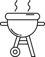 barbecue icône dans mince ligne art. vecteur