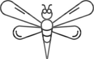 libellule icône dans noir ligne art. vecteur