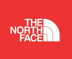 le Nord visage marque logo avec Nom blanc symbole vêtements conception icône abstrait vecteur illustration avec rouge Contexte