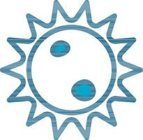 Soleil icône dans bleu et blanc couleur. vecteur