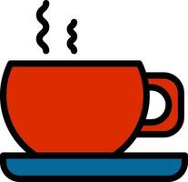 chaud tasse avec assiette icône dans bleu et rouge couleur. vecteur