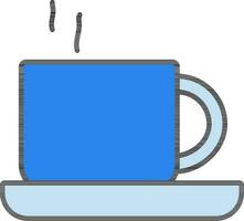 chaud tasse avec assiette icône dans bleu couleur. vecteur