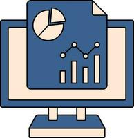 bleu et pêche Couleur statistiques dans bureau icône. vecteur