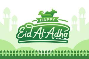 eid Al adha islamique typographie et illustration vecteur