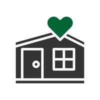 maison l'amour icône solide gris vert style Valentin illustration symbole parfait. vecteur