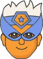 super-héros œil masque et Bandeau portant homme visage icône dans Orange et bleu couleur. vecteur