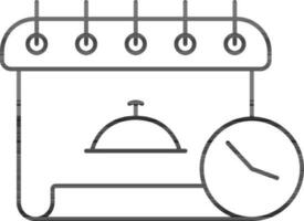 nourriture livraison temps ou calendrier contour icône. vecteur
