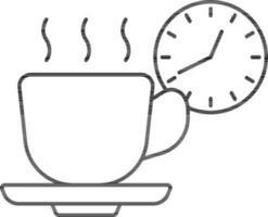 thé ou café temps icône dans noir ligne art. vecteur