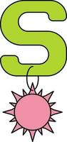 lettre s pour Soleil icône dans vert et rose couleur. vecteur