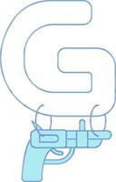 isolé lettre g pour pistolet icône dans bleu et blanc couleur. vecteur