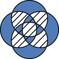 quatre Venn diagramme icône dans bleu et blanc couleur. vecteur