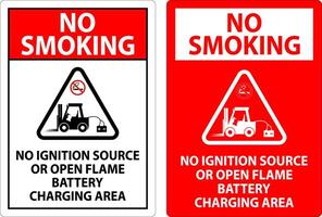 non fumeur signe non allumage la source ou ouvert flamme, batterie mise en charge zone vecteur