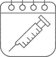 vaccination calendrier icône dans noir ligne art. vecteur