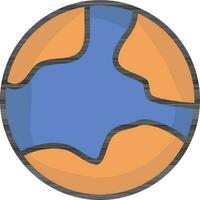 Orange et bleu Terre globe icône dans plat style. vecteur
